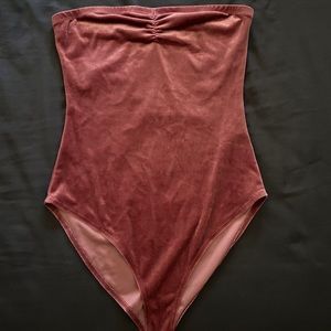 Pink velvet bodysuit